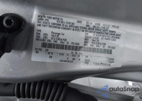 2014 Ford Focus Se из США, поврежденный, VIN 1FADP3K21EL402408